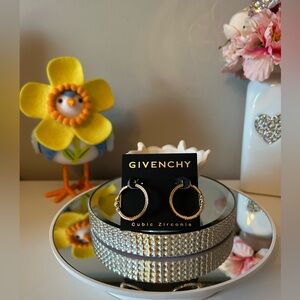 NWT! Givenchy Gold-Tone Hoop Earrings with CZ Accents
